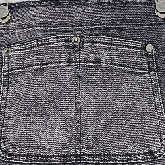 RVCA Women’s Size Large Shorts Bib Overall Black Denim Shortalls Skater Y2K - Picture 6 of 12